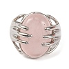 Oval Natural Rose Quartz Finger Ring G-Q184-06A-P-2