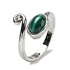 Natural Malachite Adjustable Rings RJEW-K269-08P-08-2