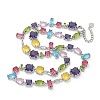Brass Micro Pave Colorful Cubic Zirconia Link Chain Necklaces NJEW-M089-01P-2