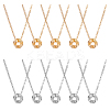 FIBLOOM 10Pcs 5 Style 304 Stainless Steel Ring Knot Pendant Necklaces Set for Women NJEW-FI0001-23-1