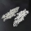Phoenix Tail Pattern Glass Rhinestone & Mesh Base Fabrics Handwork Embroidery Cloth Sew on Appliques PATC-WH0009-02B-2