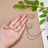 2Pcs 2 Colors Zinc Alloy Hanging Chain Brooches AJEW-FH0004-96-3