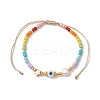 Colorful Glass Seed & Brass Braided Bead Bracelet BJEW-JB10138-03-1