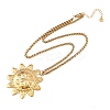 304 Stainless Steel Embossed Human Face Pendant Wheat Chain Necklaces NJEW-P430-03A-G-4