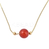 12mm Round Natural Agate(Dyed & Heated) Pendant Necklaces NJEW-N055-02G-1