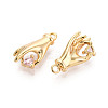 Brass Micro Pave Clear Cubic Zirconia Pendants KK-T078-06G-01-2