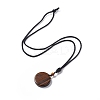 Natural Gemstone Flat Round with Tree of Life Pendant Necklace with Nylon Cord for Women NJEW-P274-03-3