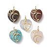 Natural & Synthetic Mixed Gemstone Copper Wire Wrapped Pendants PALLOY-JF02599-1