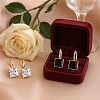 4Pcs 2 Colors Brass Cubic Zirconia Square Dangle Earrings EJEW-GO0001-10-3