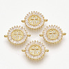 Brass Micro Pave Clear Cubic Zirconia Links connectors ZIRC-T012-62G-1