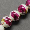 Floral Printed Porcelain Beads PORC-Q199-8mm-09-2