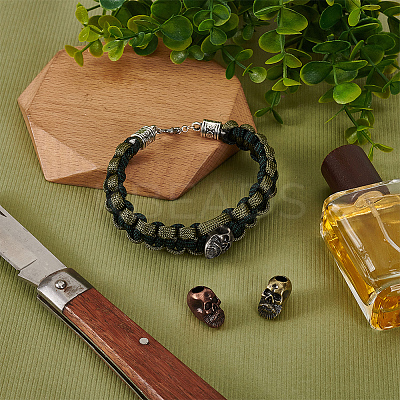 3Pcs 3 Colors Skull Brass Beads KK-FG0001-22-1