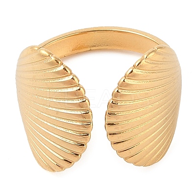 Ion Plating(IP) 304 Stainless Steel Shell Shape Open Cuff Rings for Women LS-RJEW-Z057-02G-1