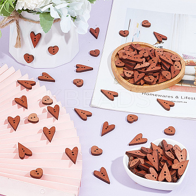 200Pcs 2 Styles Wood Buttons FIND-GO0001-91-1