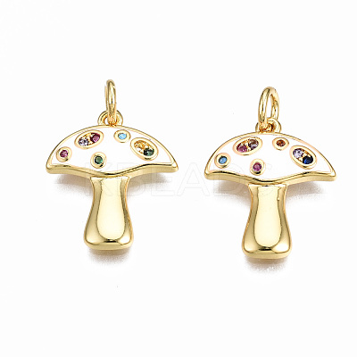 Autumn Theme Brass Micro Pave Cubic Zirconia Enamel Pendants ZIRC-Q200-023F-NF-1