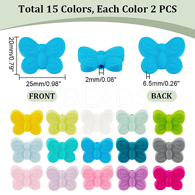 30Pcs 15 Colors Food Grade Eco-Friendly Silicone Focal Beads SIL-PH0001-14-1