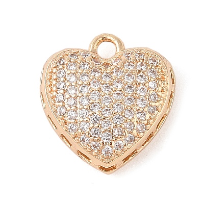 Brass Micro Pave Clear Cubic Zirconia Pendants KK-N256-19G-1
