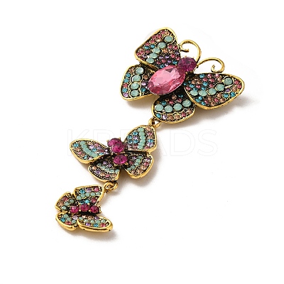 Creative Long Alloy Triple Butterfly Brooch PW-WG59366-02-1