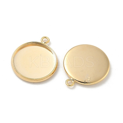 Flat Round Brass Pendant Cabochon Settings KK-K414-14F-G-1