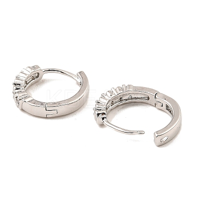 Brass Cubic Zirconia Hoop Earrings EJEW-D078-20P-1