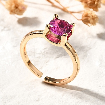 Lab-Grown Red Corundum/Ruby Finger Rings RJEW-R015-03G-1