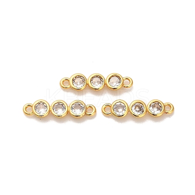 Brass Pave Clear Cubic Zirconia Triple Flat Round Connector Charms KK-H515-02B-G-1
