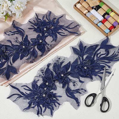 2Pcs Chemical Fiber Iron Acrylic Embroidery Lace Collar DIY-ME0001-89A-1
