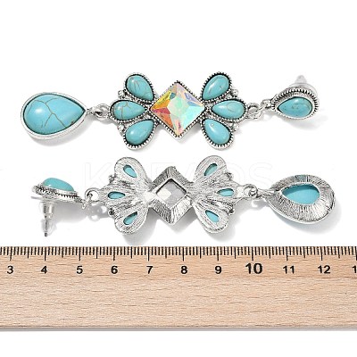 Alloy Synthetic Turquoise Dangle Stud Earrings LS-EJEW-U053-05AS-1