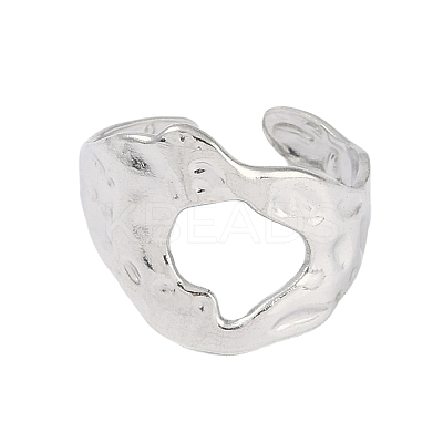 Non-Tarnish 304 Stainless Steel Textured Open Cuff Rings RJEW-C095-08A-P-1