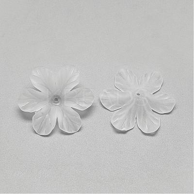 6-Petal Transparent Acrylic Bead Caps FACR-S016-SB518-1