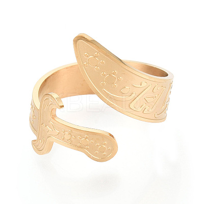 304 Stainless Steel Cuff Open Rings for Women RJEW-N054-01G-1