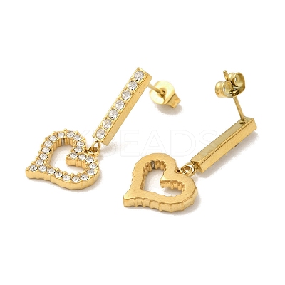 Ion Plating(IP) Stainless Steel Inlay Rhinestone Stud Earrings for Women EJEW-M024-05B-G-1