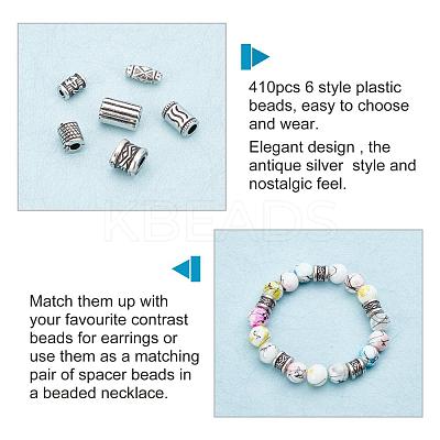 410Pcs 6 style  CCB Plastic Beads CCB-PH0001-17-1