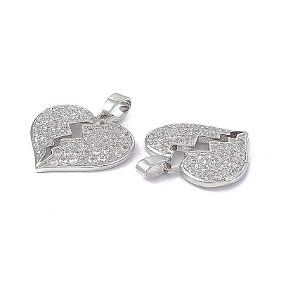 Brass Clear Cubic Zirconia Pendants KK-E068-VA124-1-1
