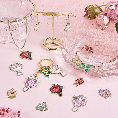 18Pcs Alloy Enamel Flower Pendant JX226A-1