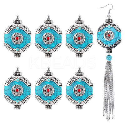 6Pcs Ethnic Style Zinc Alloy with Resin Connector Charms FIND-PH0028-05C-1