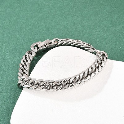 304 Stainless Steel Cuban Link Chain Bracelets BJEW-G766-01P-01-1