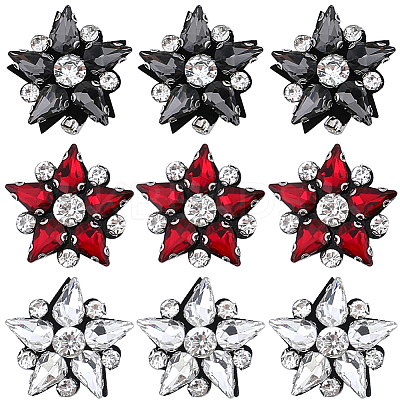 9pcs 3 colors Star Appliques PATC-GF0001-40-1