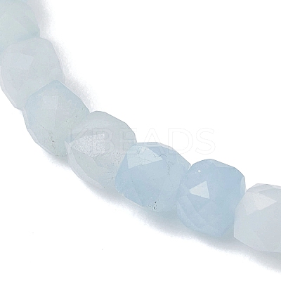 Natural Aquamarine Beaded Stretch Bracelets for Women BJEW-JB13335-02-1