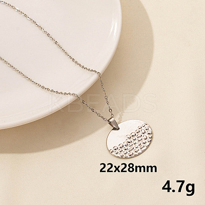 304 Stainless Steel Flat Round Pendant Necklace for Women SM6724-9-1