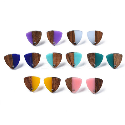 Resin & Walnut Wood Stud Earring Findings MAK-N032-023A-1