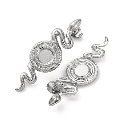 304 Stainless Steel Snake Stud Earrings EJEW-K295-14P-1