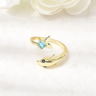 Brass Micro Pave Cubic Zirconia Cuff Rings for Women LS-RJEW-K312-01A-G-1