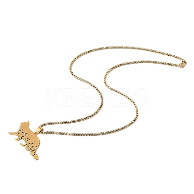 201 Stainless Steel Hollow Cat Shaped Pendant Box Chain Necklaces LS-NJEW-M086-06G-1