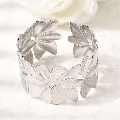 32.5MM 304 Stainless Steel Hollow Flower Cuff Bangles for Women SA-CBAB767-32P-1