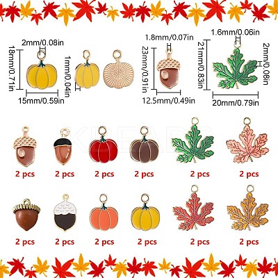 24Pcs 12 Style Autumn Theme Alloy Enamel Pendants ENAM-SC0003-59-1