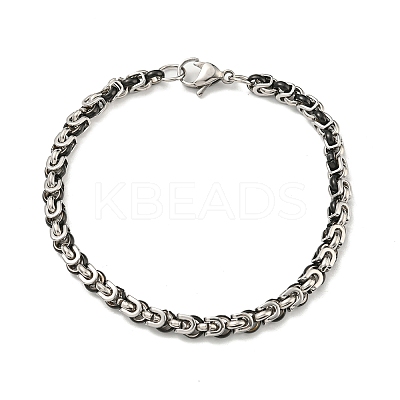 Two Tone 201 Stainless Steel Byzantine Chain Bracelet BJEW-B078-48BP-1