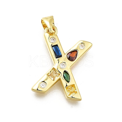 Brass Micro Pave Clear Cubic Zirconia Pendants KK-G521-01G-X-01-1
