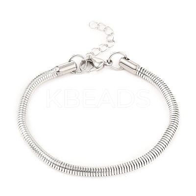 Tarnish Resistant Unisex 304 Stainless Steel Round Snake Chain Bracelets BJEW-H541-02A-P-1