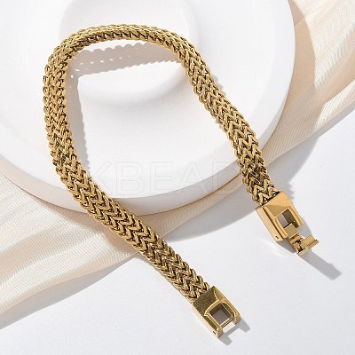 304 Stainless Steel Wheat Chain Bracelets for Women Men STAS-N117-02G-1